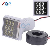 압력센서 3 in 1 AC 60 500V 디지털 전압계 전류계 Hz Hertz 주파수 측정기 전류 전압 표시기 테스터 Amp 신호등 LED 22mm, [02] Round Shunt
