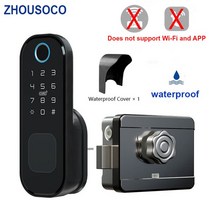 스마트도어락 디지털 IOT 원격제어 RF카드 지문 전자 도어 잠금 장치 정원 야외 게이트 Tuya App Wifi 암, 01 single (no app)