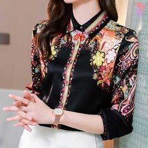 77우먼스 여성 새틴실크셔츠 실키 블라우스 카라 단추 데일리룩 데이트룩 이월 이월상품 새틴 실크 셔츠 [리현커머스]