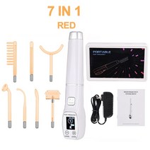 고주파 온열 치료기 전극 지팡이 얼굴 기계 스팟 여드름 리무버 스킨 케어 스파 마사지, 05 7 in 1 Red-White, 7 in 1 Red-White