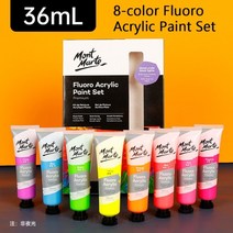 페브릭 물감 의류용 펜 mont marte 8 color acrylic paint set perfect for canvas wood fabric leather 판지 종이 mdf, 36ml 불소 세트