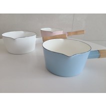카라멜샵 이태리 파스텔 법랑 우드손잡이 편수냄비 인덕션 3color, 화이트