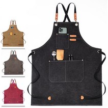 엔템 캔버스 청앞치마 방수 바리스타 미용 작업용 목공 빅사이즈, 캔버스앞치마(브라운)