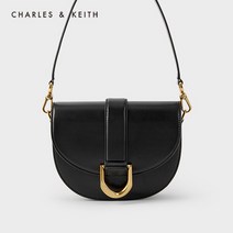 CHARLES & KEITH CK2-80781412 Big Metal Horseshoe Buckle Handbag Under Arm Retro Saddle Bag