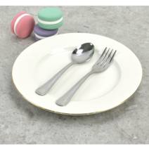 키오 키오 스텐 아기 유아 어린이수저세트 숟가락 포크 유치원 어린이집 업소 식당, 땡땡이 유아포크