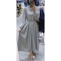 가을 긴팔 뒷지퍼 바스락 스판 셔링 롱 주름원피스 임산부 하객룩