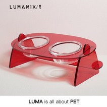 크리스탈 컬러 강아지 고양이 밥그릇, 레드, 더블