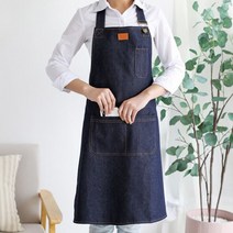 2종 긴 목걸이형 청앞치마 데님앞치마 포켓 홀앞치마 도예앞치마 카페, A타입