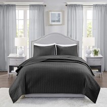 미국발송 Comfort Spaces 키에나 퀼팅 이불 세트 고급스러운 양면 스티치 디자인 사계절용 경량 침대보 베드 스프레드 침구 같은 디자인의 베개 커버 풀 및 퀸
