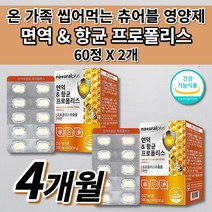 잇몸 에좋은 잇몸이 부었을때 아플때 내려앉음 피 통증 재생 질환 염증 에 좋은 보조제 구강 면역 항균 면역력 높이는 항산화제 건강 프로폴리스 아연 씹어먹는 츄어블 영양제 60정, 2개
