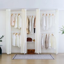 이지온 국민튼튼 커튼 행거 EO-S416M 드레스룸 옷걸이 선반 행거, 핑크