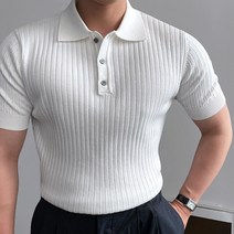 남자 여름 골지 머슬핏 반팔 카라티