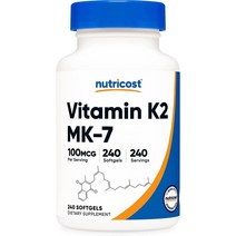 Nutricost 비타민 비타민 K2 MK7 MenaQ7 메나큐7 240정 메나퀴논, 1통, 100mcg 240정