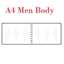 A5 여성 패션 디자인 노트북 인체 템플릿 A4 남성 스케치 스타일 렌더링 의류 디자이너 도구 50 매 용지 (, 07 A4 Men Body