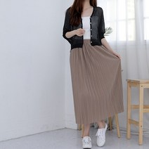 이푼아이 허리 밴딩 잔주름 롱 플리츠 스커트