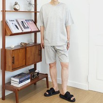 남자오버핏 남성빅사이즈 탄탄 라운드 반바지 세트 엠씨옴므 TT23S19_G_S