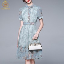 원피스 새로운 패션 여름 드레스 여성 퍼프 슬리브 자수 꽃 무늬 프린트 패치 워크 빈티지 드레스