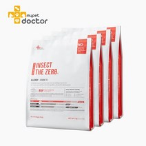 [마이펫닥터] 인섹트더제로 포 독 강아지 사료 곤충 피부 알러지 고단백 단일단백질 1kg 4ea (+스켈링츄1P증정), 4kg, 4kg