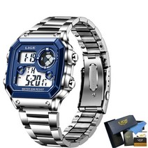 LIGE 2021 브랜드 남자 스포츠 시계 3 시간대 빅 맨 패션 군사 LED 시계 가죽 석영 손목 시계 relogio masculino