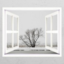 아트박스/꾸밈 ih268-눈 내린 고향_창문그림액자_뮤럴시트지, F타입-러블리베이지
