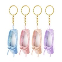 Taiyin 4 Pcs Mini Pointe Shoe Keyring Ballet Shoes Key Chain Gift Stuffing for Ballerina Ballet Part