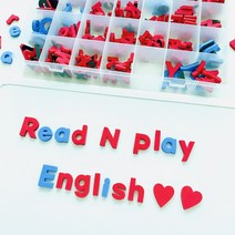 자석교구 리드앤플레이 자석글자 영어공부 유아 알파벳 영어교구 자석놀이, 파란색자음+빨간색모음, 1세트