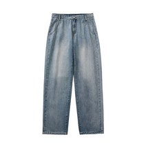 남성 빈티지 블루 어 패치 워크 포켓 스트레이트 루즈 진 fashoin 청바지 95