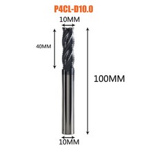 솔리드 초경 황삭 엔드 밀 4 플루트 cnc 밀링 커터 비트 라우터 비트 50 hrc 금속 황삭 가공 6mm 20mm, P4CL-D10.0