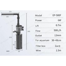 어서와 SUNSUN 내장 필터 정수기 산소 농축 수족관 탱크 내 유량 생성 3 인 1, Eu adapter plug, EP-500F