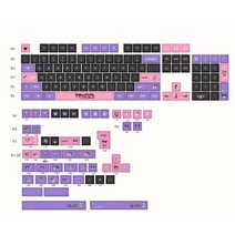 핑크 보라색 퍼플 산리오 쿠로미 체리 키캡 155키 풀세트 기계식 키보드, 8832624730, 쿠로미 키캡 155 풀세트 체리키, 키캡만 발송