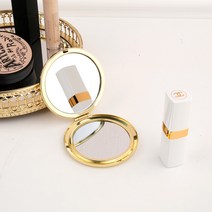 일호장신구 메탈 원형 손거울 접이식 양면거울 확대경 휴대용 거울, 메탈원형손거울(골드), 1개