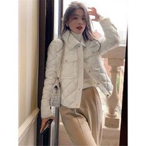 여성 파카 코튼 패딩 스위트 체크 재킷