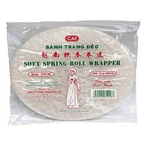 CAF Young Lady Premium Spring Roll Wrapper Fresh Spring Roll Paper Rice Paper 12oz (Round 25cm) Ba, 1