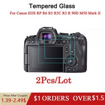 가전제품 액세서리 캐논 EOS RP R6 R5 R5C R3 R 90D M50 마크 ii에 2pcs 카메라 유리 보호 필름 2.5d 9H, EOS M50 Mark II