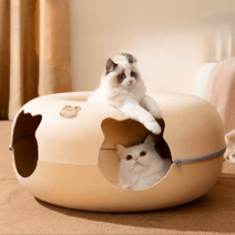 고양이 터널 커튼 블록 미로 종이 숨숨 치즈 하우스 봉투 바스락 캣터널 팝콘 도넛 원목, M-50*50*20cm (권장체중 8근 이내), 옵션7