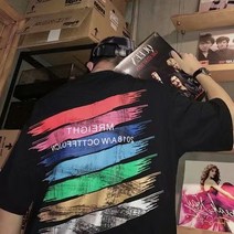 한국식 루즈한 캐주얼 남성 반팔 티셔츠