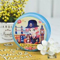 빈티지 틴케이스 tinplate round macaron 디저트 tin box small storage coin jewelry case 껌 상자 절묘한 인쇄, 8cm 3cm, a015