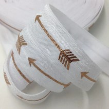 크기 5/8 인치 15mm 화살표 금박 인쇄 접는 탄성 FOE 스판덱스 머리띠 DIY 봉제 장식, GS133, 10야드 스트레칭