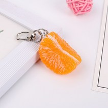 구피사료 알테미아 생먹이 구피밥 시뮬레이션 과일 키 체인 딸기 매화 오렌지 pvc 수지, 주황색