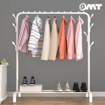 스탠드 옷걸이 행거 수납선반 겸용 두꺼운 철제 헹거 가방 모자, 화이트