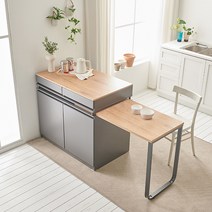 올리브 확장형 수납 홈바 조리대 아일랜드 식탁 MWF223C, 오크화이트