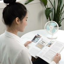 듀젯 무선 탁상용 미니 선풍기 캠핑 사무실, 화이트