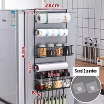 휴대용 가정용 차량용 미니 소형 냉장고 랙 사이드 스토리지 랙 다기능 주방 향신료 랙 벽걸이 형 주방 액세서리 주최자, 6층 블랙