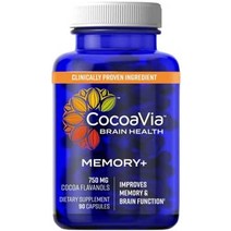 나우 NAC cocoavia memory+ 두뇌 보조제 임상적으로 입증된 기억력 및 두뇌 부스터 식물성 보조제 무설탕 무글루텐 비건 코코아 플라바놀 캡슐 750mg 30일분, 90카운트(1팩)