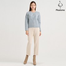 플리츠미 라운드넥 메탈사 가디건