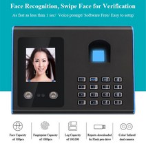 출퇴근기록기생체 인식 지문 시간 시계 얼굴 출석 기계 TFT LCD 디스플레이 USB 시스템, 한개옵션0