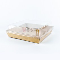 일용상회 종이용기 DRP 14호 정사각 400개 크라프트 샌드위치용기 종이트레이, 용기+뚜껑 세트