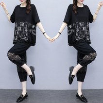패션고리 여성 라운드 박시핏 7부 투피스 H0005