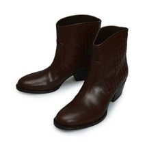 [보테가베네타] [중고 명품] 260mm 브라운 카프스킨 인트레치아토 여성 앵클 부츠 PC