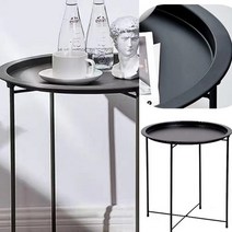 스틸 원형 사이드 테이블 (블랙) 엔틱사이드테이블 업무용테이블 예쁜회의테이블
